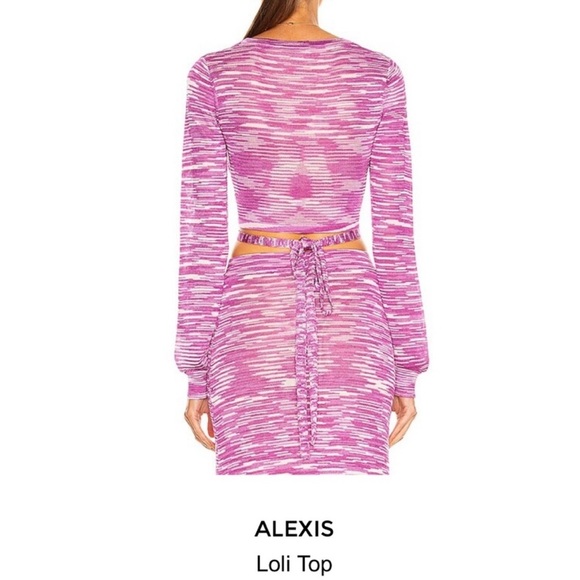 Alexis Loli Purple & White Long Sleeve Crop Wrap Top Size XS - Picture 9 of 9